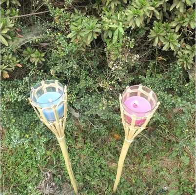 Yard Garden Outdoor Bamboo Tiki Torch z wymiennym kanistrem oleju wielokrotnego napełniania