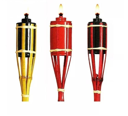 Yard Garden Outdoor Bamboo Tiki Torch z wymiennym kanistrem oleju wielokrotnego napełniania