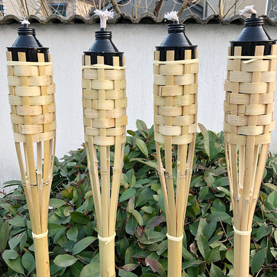 Luau Party Garden Decoration Bambusowa płonąca pochodnia z metalowym pojemnikiem na olej