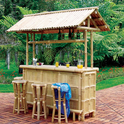 Patio z barem Tiki, zestaw bambusowy, bar Tiki w stylu wyspiarskim