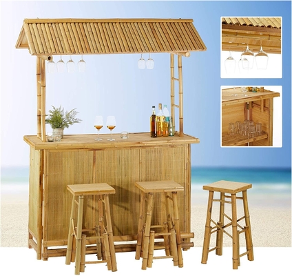 Patio z barem Tiki, zestaw bambusowy, bar Tiki w stylu wyspiarskim